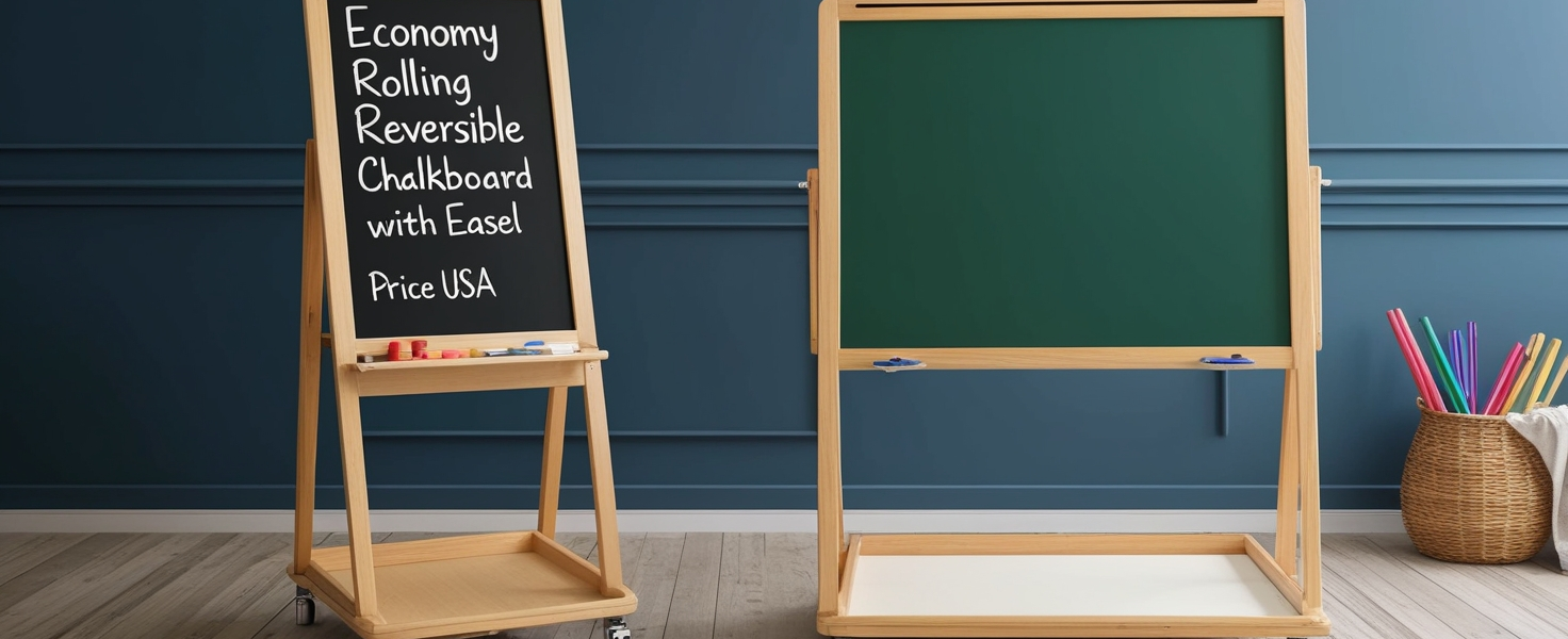 ﻿Economy Rolling Reversible Chalkboard with Wood Easel Price USA