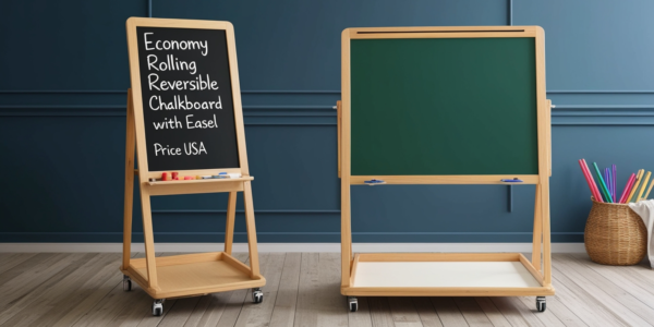 ﻿Economy Rolling Reversible Chalkboard with Wood Easel Price USA